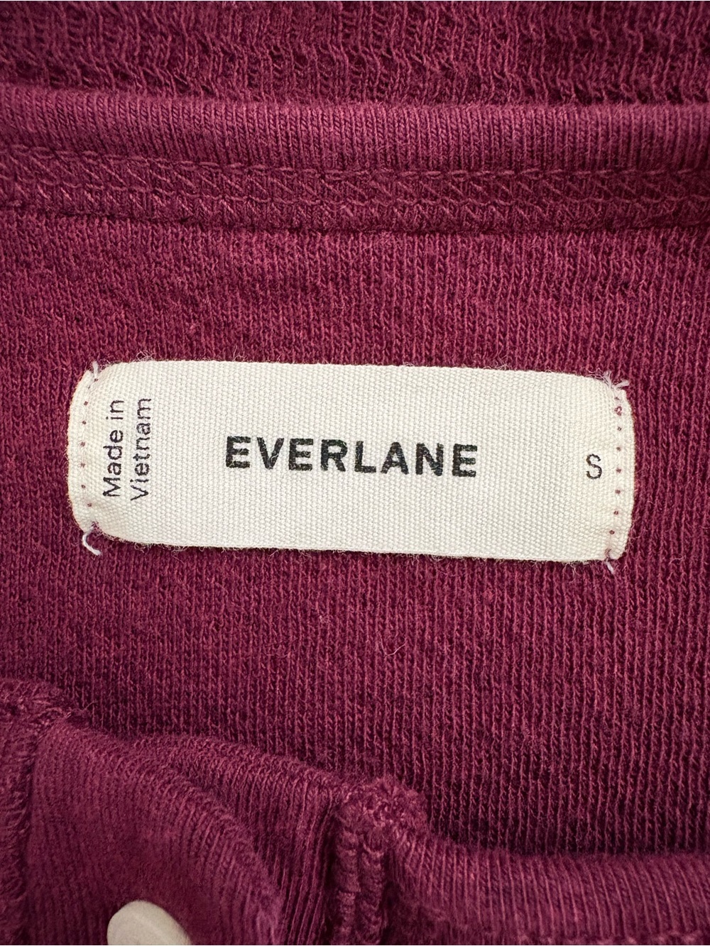 Everlane Boxy Henley Cozy Waffle Burgandy/Maroon Cropped Thermal Top Size S - Picture 5 of 8
